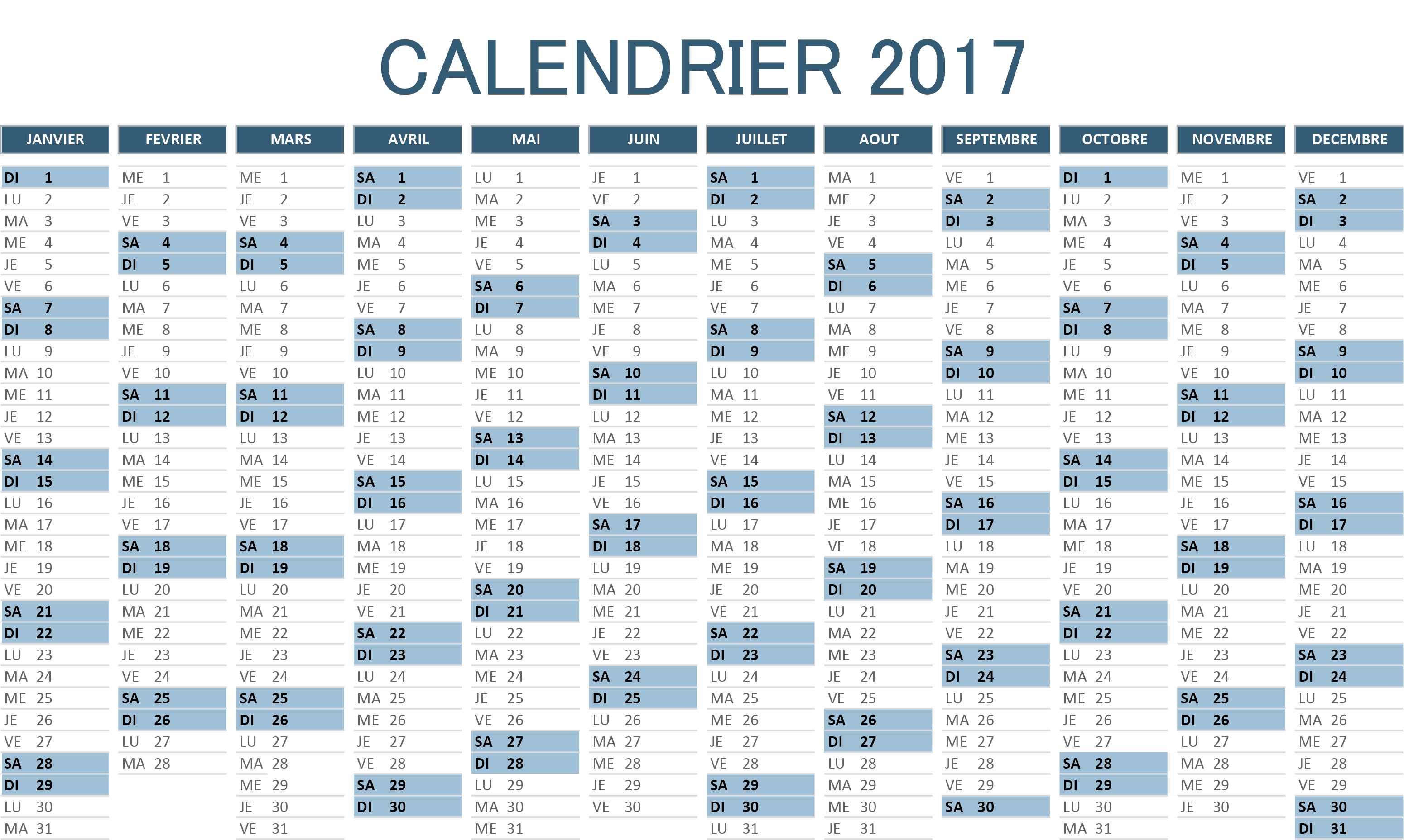 Calendrier 2017